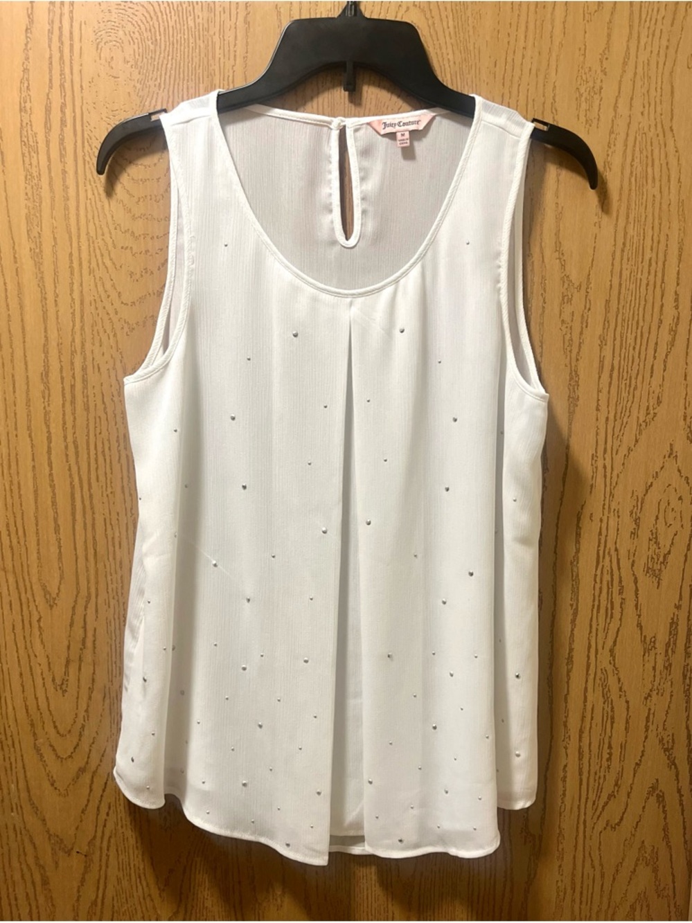 Juicy Couture White Sleeveless Rhinestone-Accent Camisole